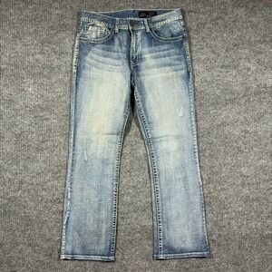 T.K. Axel Vintage Boot Jeans Mens Size 34x34 Blue Denim Stretch Low Rise